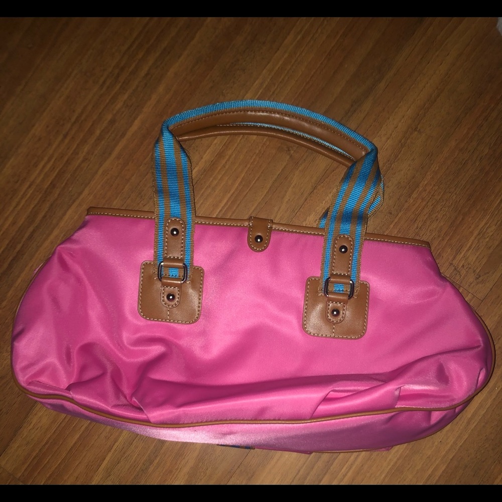 Bandolino Pink handbag with blue stripe detail